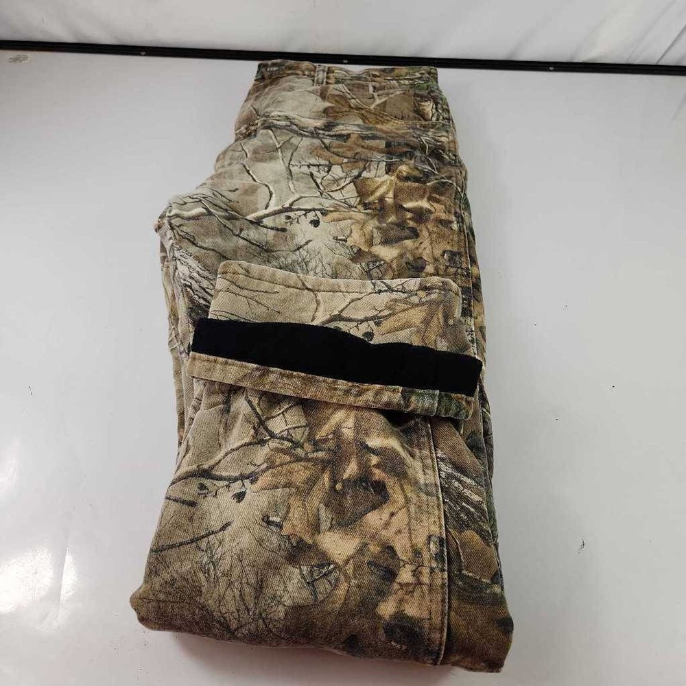 Wrangler Mens Pro Gear Camo Straight Jeans Green Brown Lined Denim Hunting 34x29